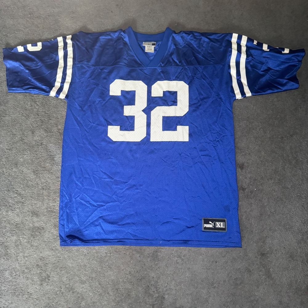 Vintage Puma Edgerrin James Indianapolis Colts Jersey 32 Blue Mens XL USA Made